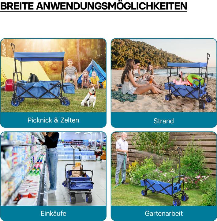 Image du produit Toboli Bollerwagen pliable avec toit solaire Bollerwagen pliable