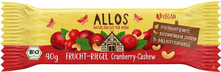 Produktbild Allos Riegel Fruchtschnitte Cranberry-Cashew 40 g (40 g)