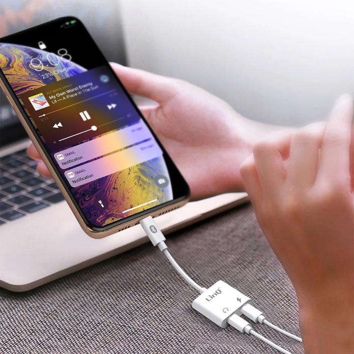 Actual product image LinQ Audio and charging adapter for iPhone x2 Lightning connector (Lightning, Lightning)