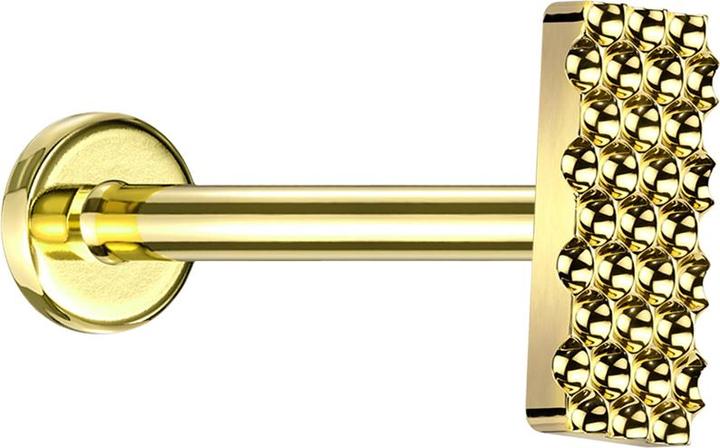 Produktbild Star Piercing Micro Labret Innengewinde vergoldet gepunkteter Diamantschliff Rechteck vergoldet (ohne Messing, Titan G23)