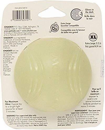 Produktbild Chuckit! CHUCKIT MAX GLOW Glow in the dark 9 cm diameter XL size White (Ballspielzeug Hund)