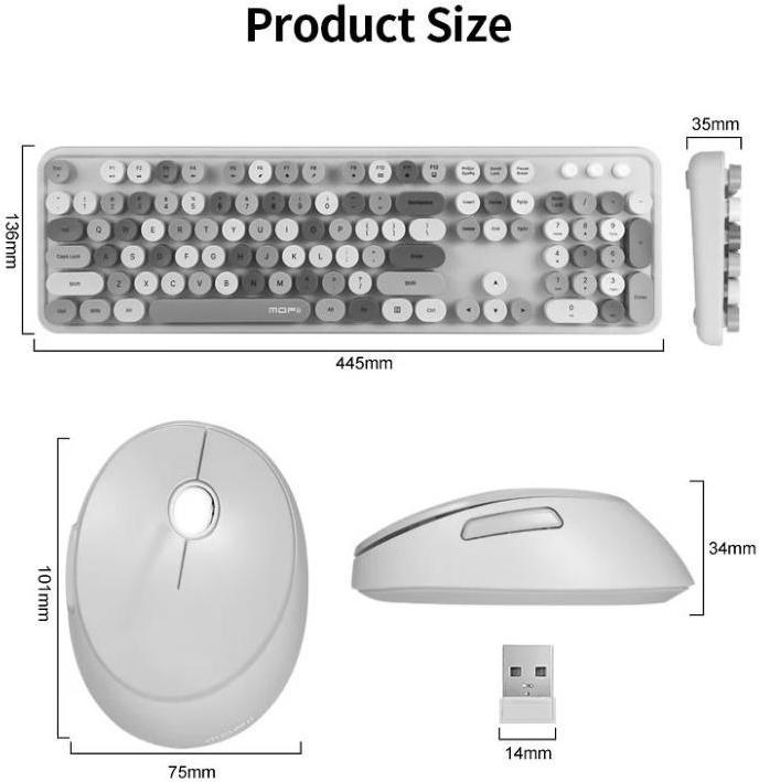 Produktbild Philips MOFII Sweet Wireless 2.4G full layout keyboard and black optical mouse with multi-colored design but