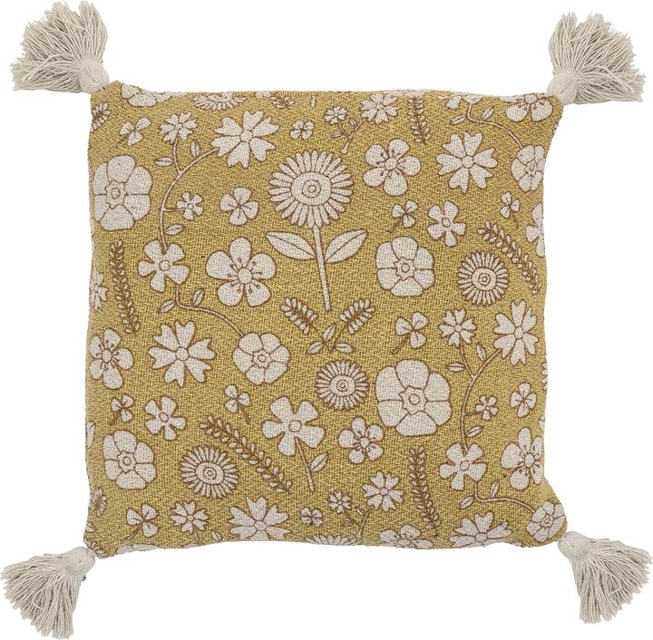 Actual product image Bloomingville Mini Camille Cushion, Yellow, Recycled Cotton (40 x 40 cm)