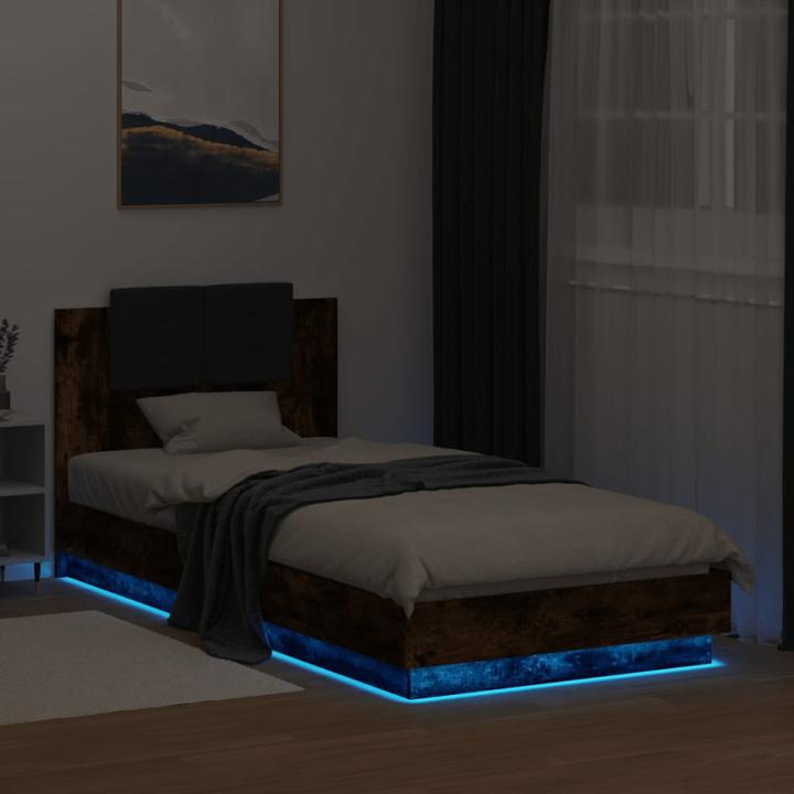 Actual product image VidaXL Bed frame with headboard and LED lights 90 x 200cm (90 x 200 cm)
