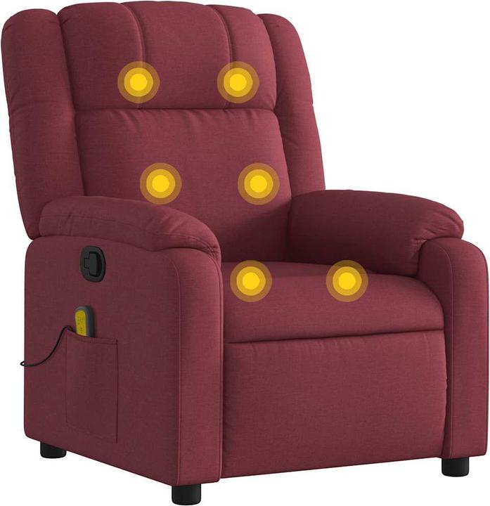 Actual product image VidaXL Massage chair wine red fabric,Colour: Wine red,Material: Fabric