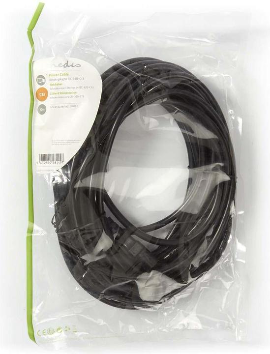 Produktbild Nedis Netzkabel Schuko-Stecker, gerade,-IEC-320-C13,10 m, Schwarz (Schuko-Stecker, gewinkelt -> C13-Stecke (10 m)