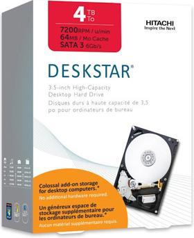 Hitachi Deskstar 7K4000, 7200 rpm, 64MB, 4TB, SATA-3, detailhandel (4 TB, 3.5")