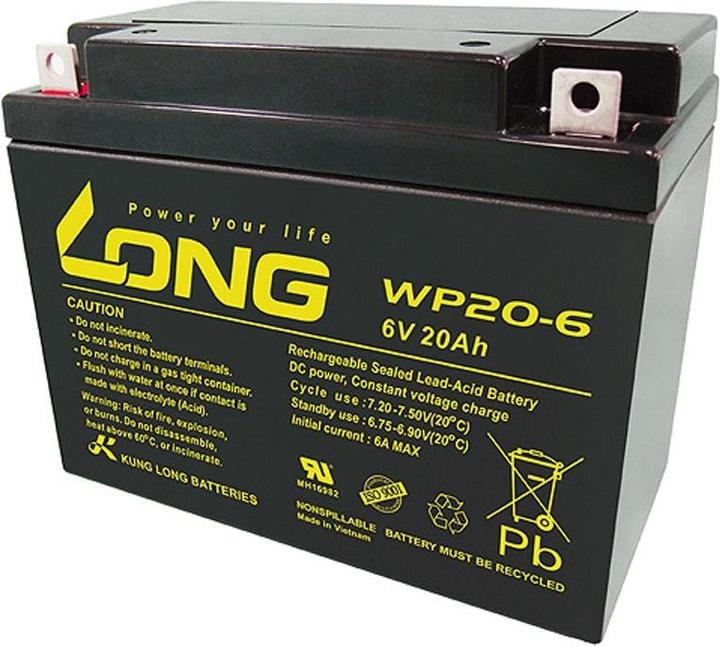 Image du produit Kung Long Batterie WP20-6 avec M5 pôle plat - M5 contact B/N (6 V, 20 Ah)
