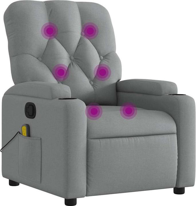 Actual product image VidaXL Massage chair light grey fabric,Colour: Light grey,Material: Fabric