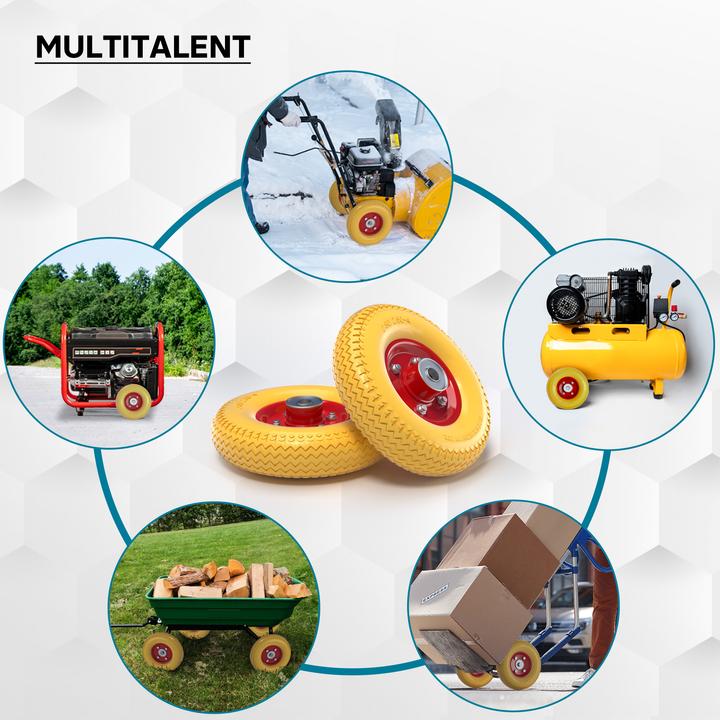 Produktbild Wiltec Schubkarren PU Rad 2.80/2.50-4 Vollgummi Polyurethan Reifen pannensicher