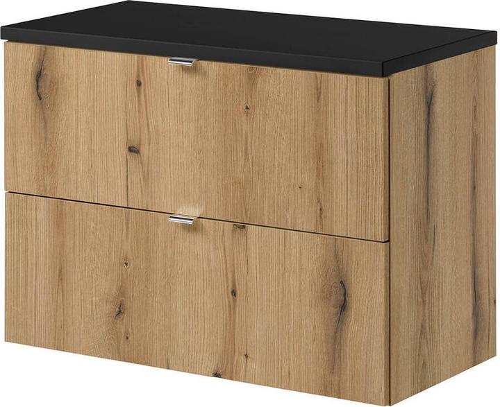 En.Casa Waschbeckenunterschrank Newport 80x60x40cm Eichenoptik/Schwarz (57, 80)