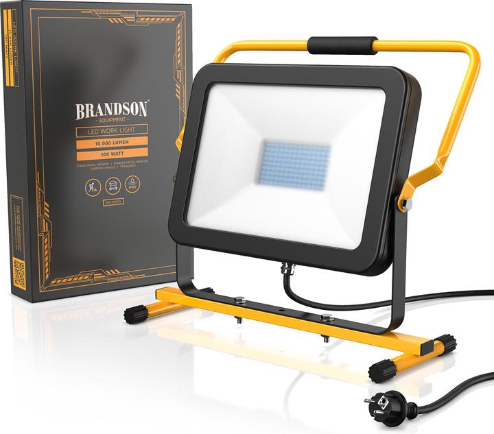 Actual product image Brandson Construction spotlight, 100W LED work light, carrying handle, 10000 lumen, construction spotlight (9500 lm)