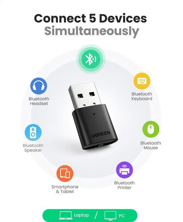 Productafbeelding Ugreen Bluetooth 5.0 USB adapter (Zender en ontvanger)