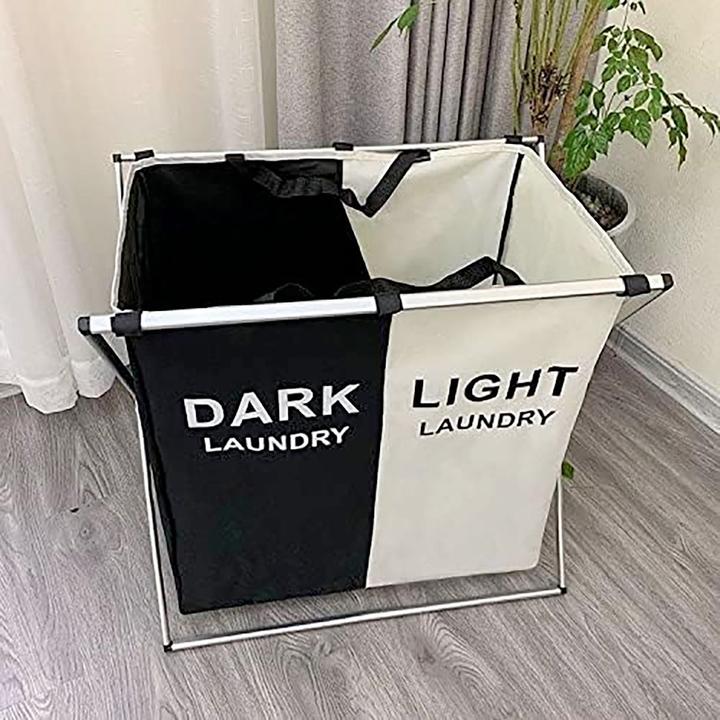 Produktbild König Design 2 Stück Wäschesammler Fächer Wäschebox Wäschetruhe Wäschetrenner Wäschesortierer
