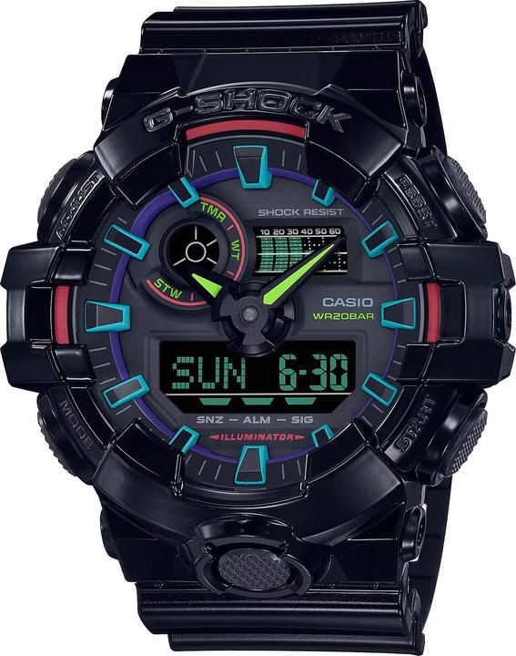 Casio GA-700RGB-1AER (Chronograph, Digitaluhr, 53 mm)