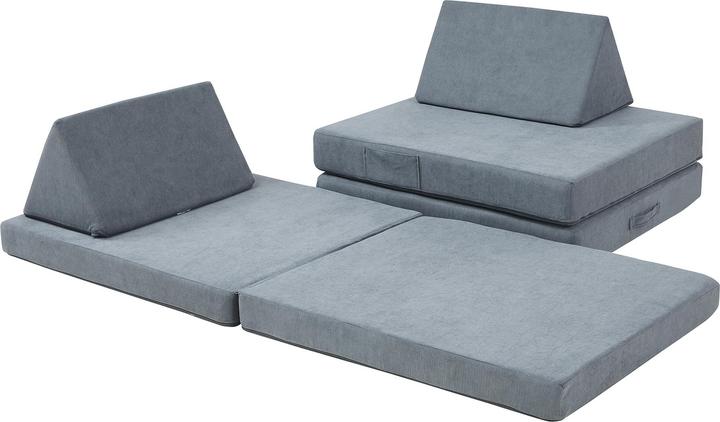 Produktbild En.Casa Spielsofa Norhulta 5-tlg. 150x66x46 cm Cord Grau (Kindersofa)