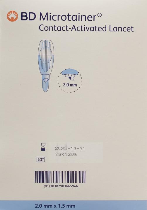 Image du produit BD Lancette activée par contact pour prélèvement sanguin capillaire 1.5x2mm bleu (Lancette)