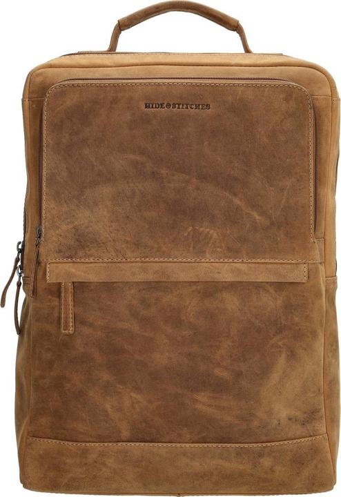 HIDE & Stitches Idaho Rucksack Laptop -Tasche 15,6 Zoll Premium Ledergeschäft - Brown - 100% Leder