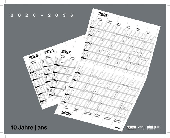 Biella Calendario decennale (30 x 24 cm, Copertina rigida, Francese, Tedesco)