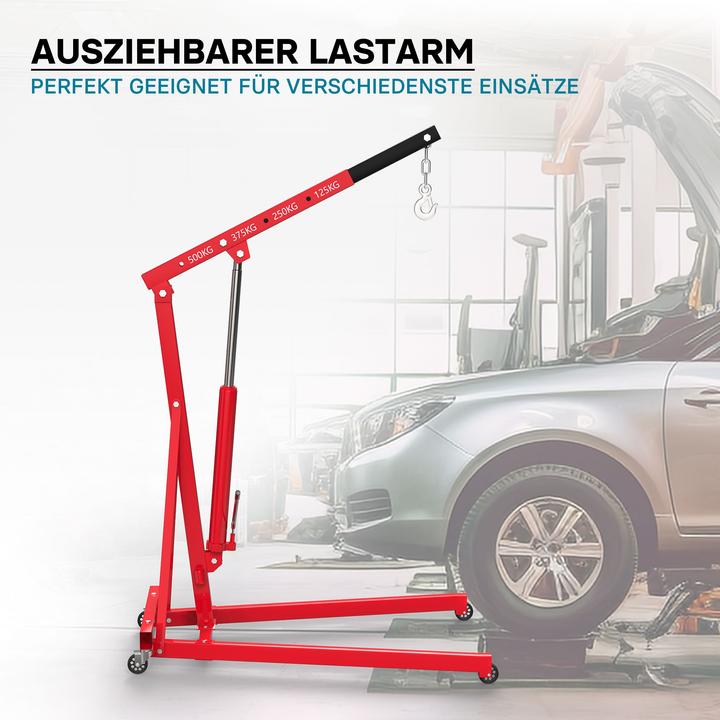 Produktbild Wiltec Werkstattkran bis 500kg Motorkran Getriebekran Motorheber Hebekran Faulenzer