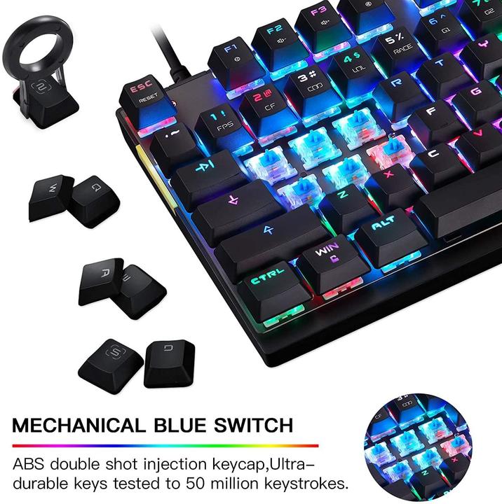 Actual product image Motospeed CK82 TKL mechanical keyboard with RGB (US, Red switch) (US, Cable)