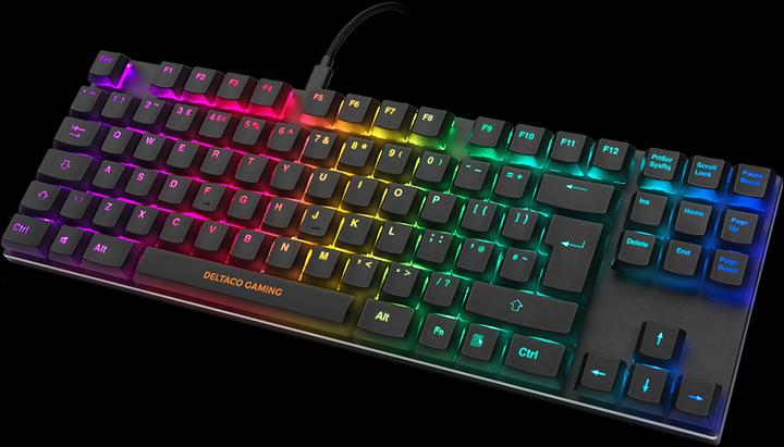 Produktbild Deltaco Low profile mechanical RGB keyboard GAMING DK420 UK Layout, Outemu Brown switches, black / R (DE, Kabelgebunden)
