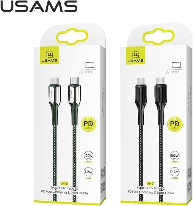Actual product image Usams U43 USB-C to USB-C fast charging cable 100W, Black (1.20 m, USB 3.2, 100 W)
