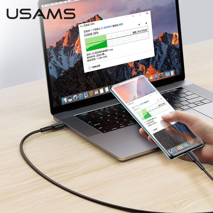Actual product image Usams U43 USB-C to USB-C fast charging cable 100W, Black (1.20 m, USB 3.2, 100 W)