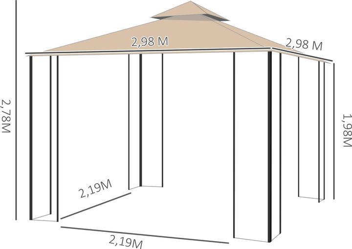 Actual product image Outsunny Pavilion with mosquito net (300 cm, 300 cm)