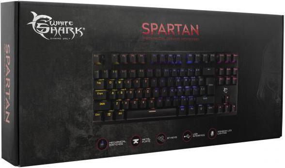 Actual product image White Shark Mechanical Gaming Keyboard Spartan, OUTEMU BLUE Switch, LED Rainbow Light, US Layout (DE, Cable)