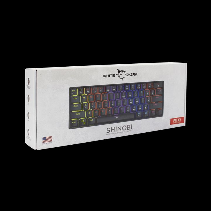 Actual product image White Shark Mechanical Gaming Keyboard Shinobi, OUTEMU RED Switch, Full Rainbow RGB LED Backlight, U (US, Cable)