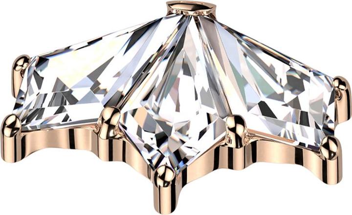 Produktbild Star Piercing Dermal Anchor Fächer rosegold drei Diamant Kristalle silber (ohne Messing, Titan G23)