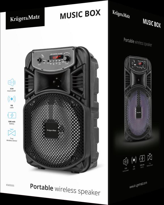 Image du produit Krüger&Matz Music Box black speaker (Fonctionnement sur batterie)