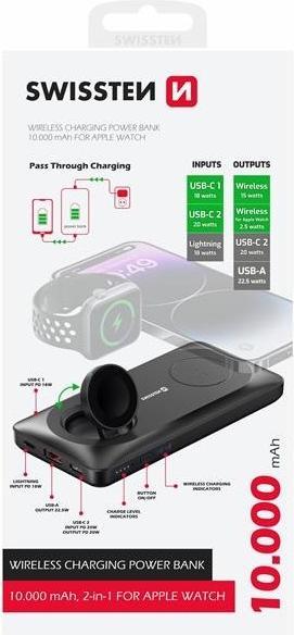 Actual product image Swissten POWER BANK 10000 mAh 2v1 PRO APPLE WATCH A MAGSAFE (10000 mAh)