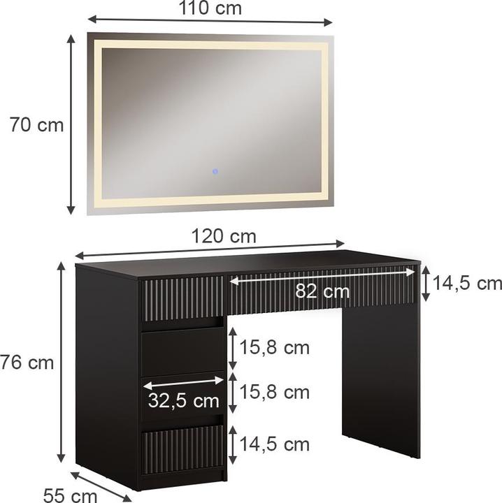 Produktbild Vicco Omira mit Beleuchtung (120 x 76 x 55 cm)