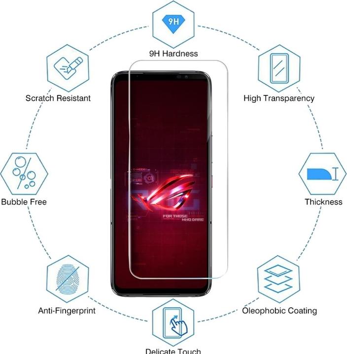 Produktbild Screenguard Asus ROG Phone 6 Panzerglas Schutzfolie Case Friendly Design (1 Stück, Asus ROG Phone 6)