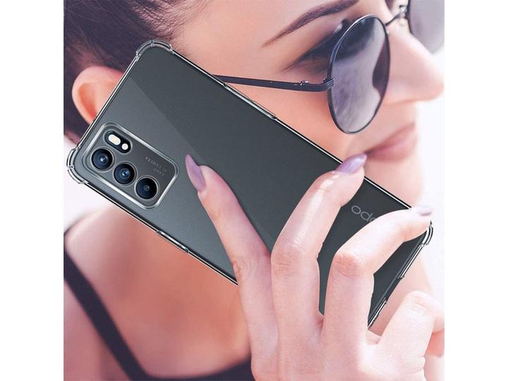 Productafbeelding Screenguard Oppo Reno6 5G Hoesje Kristal Zachte Airbag Bumper (Oppo Reno 6 5G)