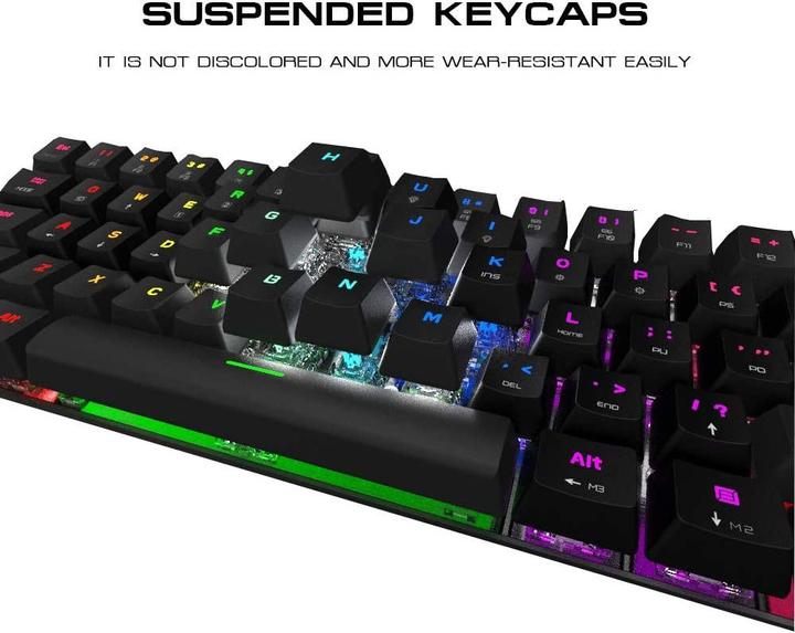 Produktbild Motospeed CK62 black wireless 60% mechanical keyboard with RGB backlight (US, Blue switch) (US, Kabellos)