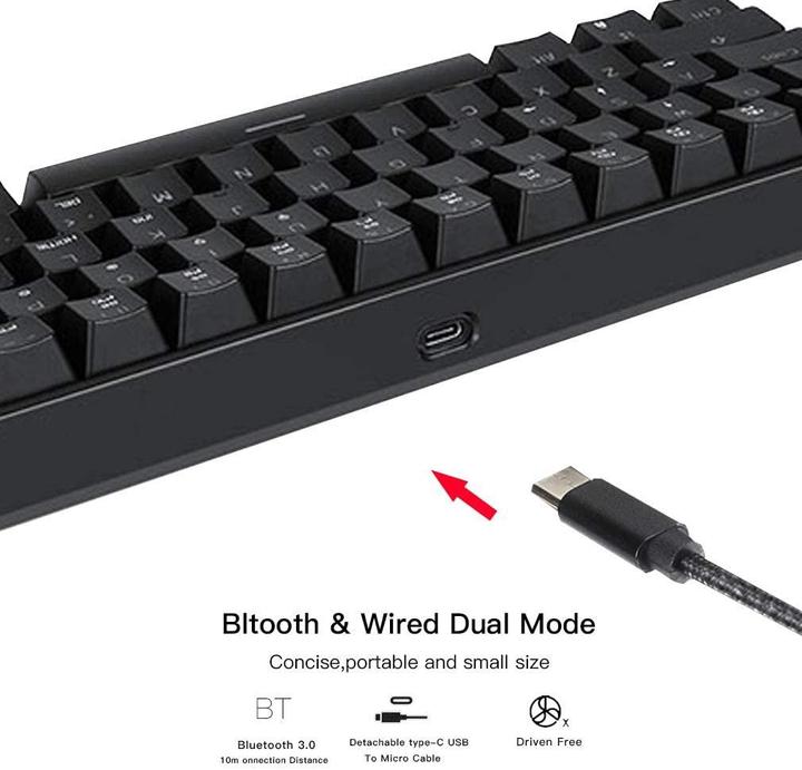 Produktbild Motospeed CK62 black wireless 60% mechanical keyboard with RGB backlight (US, Blue switch) (US, Kabellos)