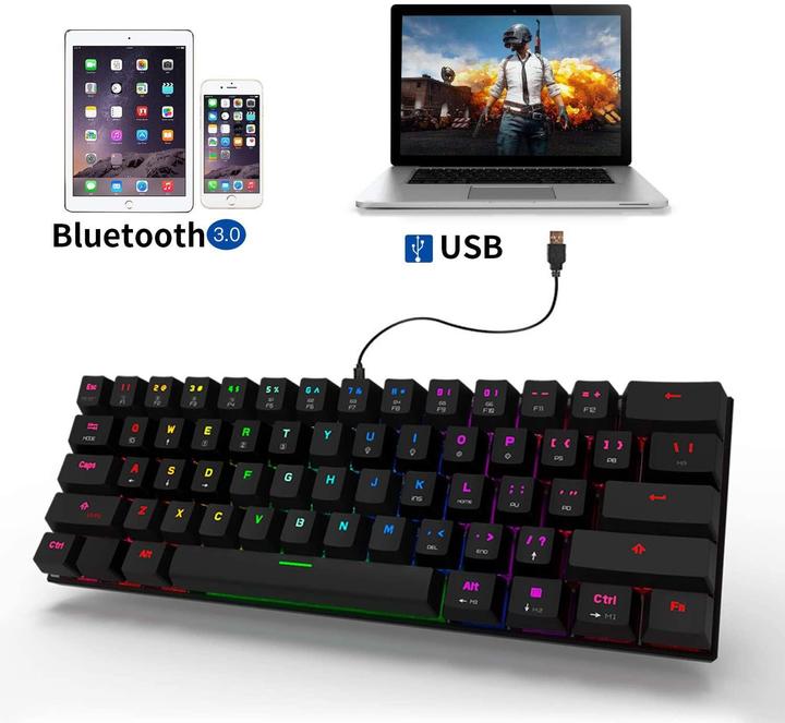 Produktbild Motospeed CK62 black wireless 60% mechanical keyboard with RGB backlight (US, Blue switch) (US, Kabellos)