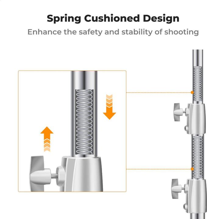 Image du produit K&F Concept 2,8m photographie stand de lumière Spring Buffer Heavy Duty Stainless Steel Stand (10 kg)