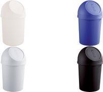Actual product image Helit Waste bin with push-in flap, 6 litres, white round, made of PP, diameter: 216 mm, height: 375 m (6 l)