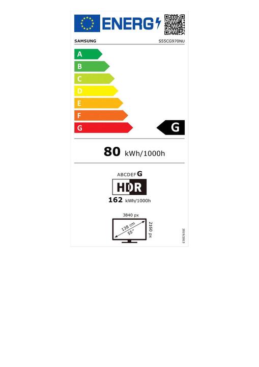 Energy Label Samsung Odyssey ARK - G97NC (3840 x 2160 Pixels, 55")