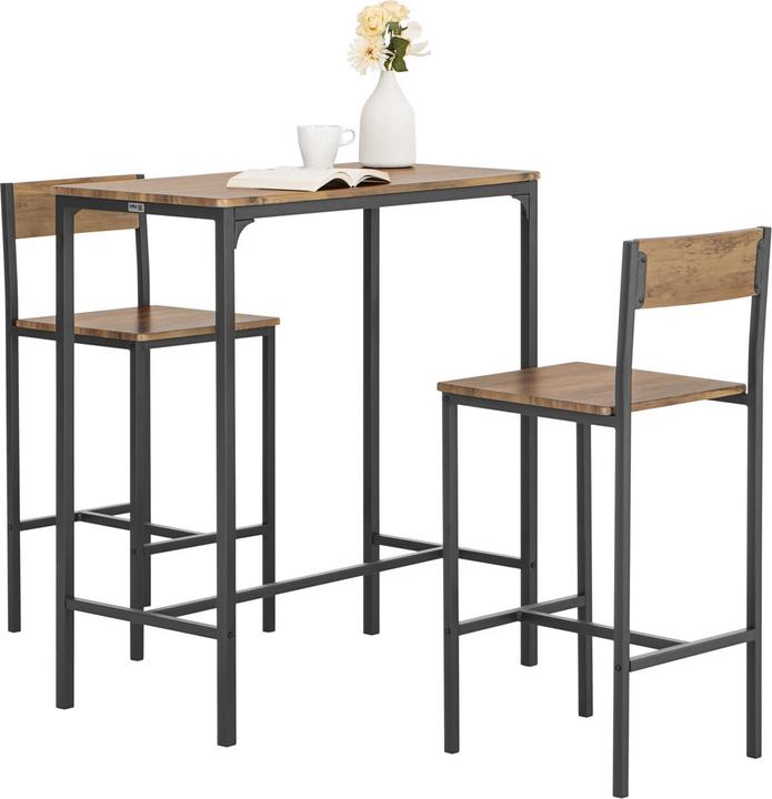 Produktbild SoBuy Bartisch mit 2 Hockern (89 x 45 x 100 cm)