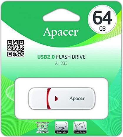 Immagine prodotto Apacer USB 2.0 laikmena AH333 64GB (Balta) (64 GB, USB 2.0)