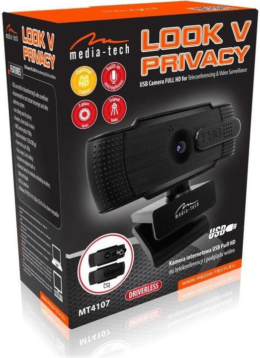 Actual product image Media-Tech USB Full HD webcam for video calls and conferences LOOK V PRIVACY MT4107 (2 Mpx)