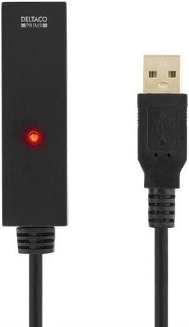 Produktbild Deltaco PRIME USB extension cable, active, USB 2.0, 7m, black (7 m, USB 2.0)