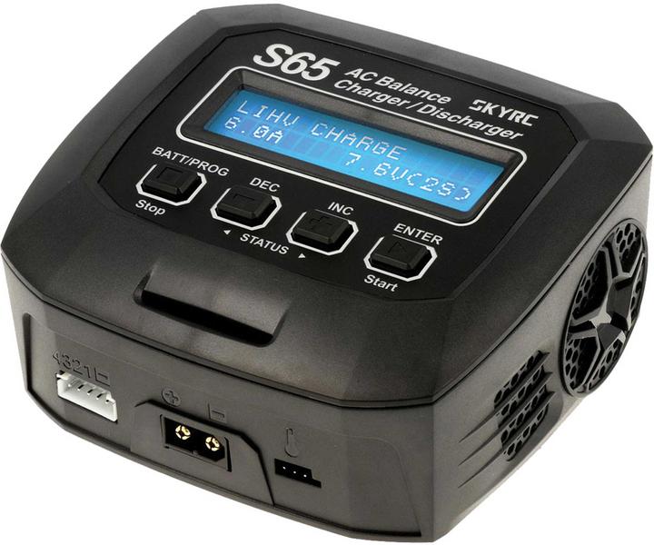 SkyRC Lader AC S65 AC LiPo 2-4s 6A 65W Ontladen 2A 10W