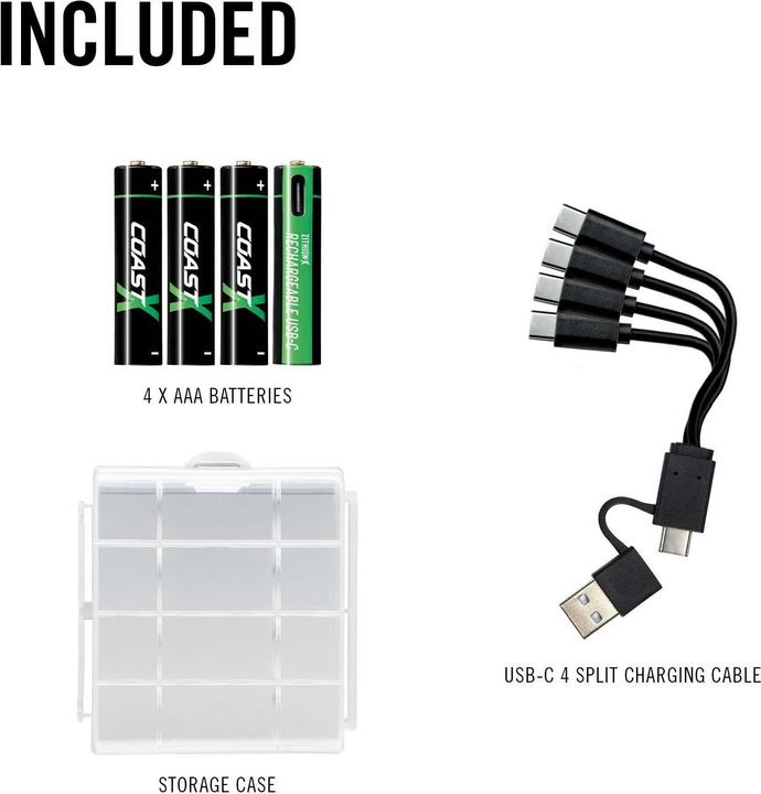 Produktbild Coast Zithion-X USB-C (4 Stk., AAA, 750 mAh)