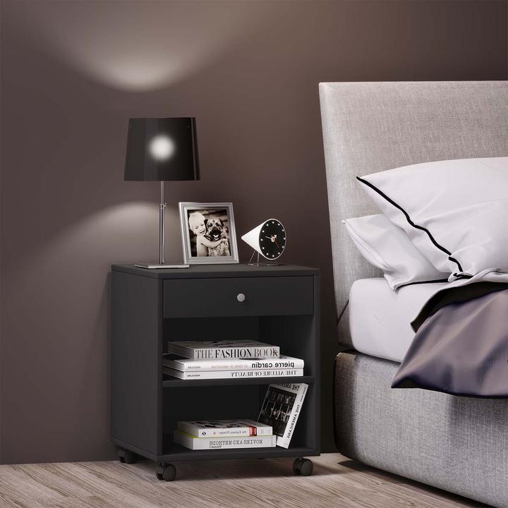 Produktbild VCM Holz Nachttisch Rolda mit Rollen (45 x 38 x 54 cm)